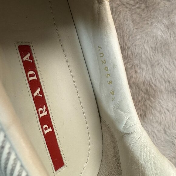 Prada Men's Leather White Slip On with Geometric Design Sneaker Men's Size 9.5 - Picture 12 of 14